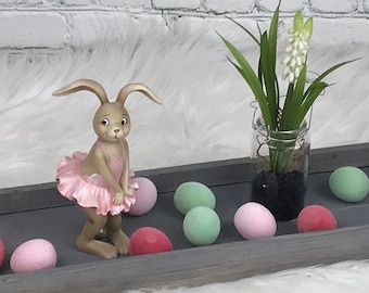 Spring decoration tray with rabbit / Easter decoration /