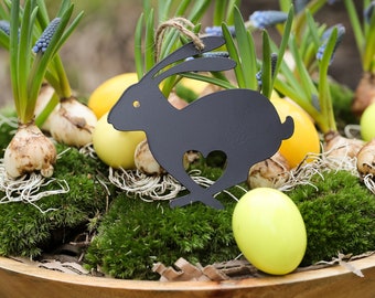 Frühlingsdeko schwarzer  Hase  / Osterdeko / Metall