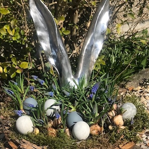 Spring decoration / Easter decoration / rabbit ears silver 36 cm