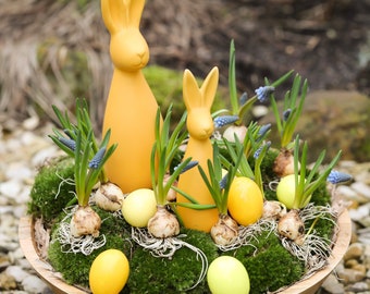 Frühlingsdeko   Hase gelb  / Osterdeko / 2 Größen verfügbar / Keramik