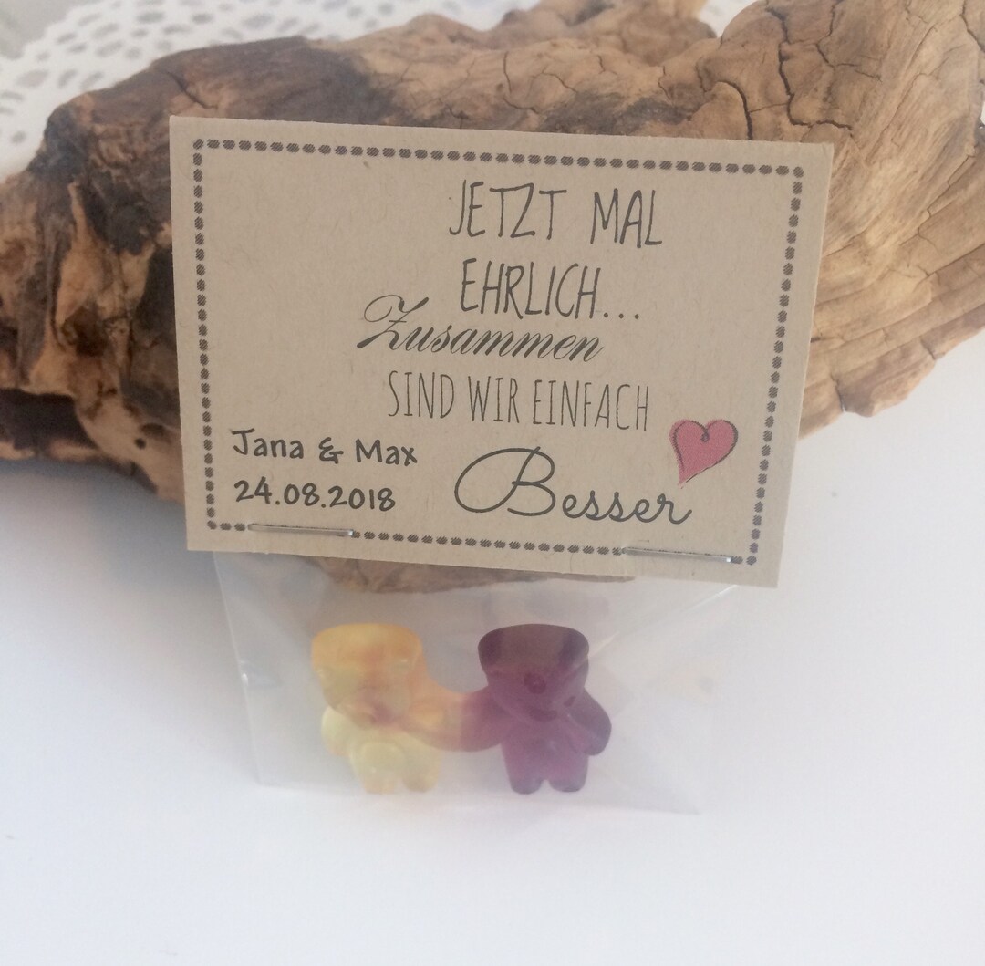 10 x Gastgeschenk Bärchen Hochzeit verschiedene Sprüche