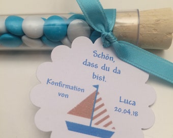 10 Gastgeschenk - Konfirmation - Kommunion - Taufe - fertig gefüllt - individualisierbar - Wunschtext