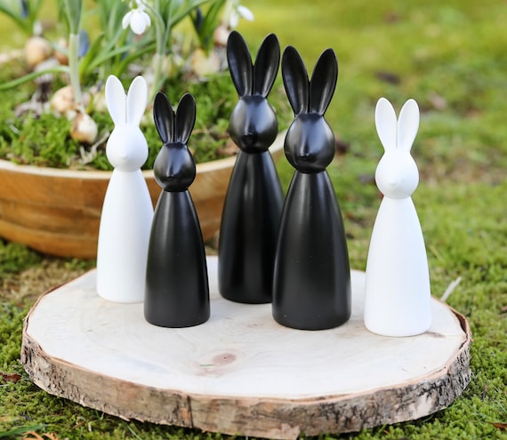 Frühlingsdeko Hase Schwarz Oder Weiß / Osterdeko / 2 Größen Verfügbar / Keramik