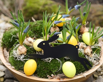 Spring decoration black rabbit / Easter decoration / metal