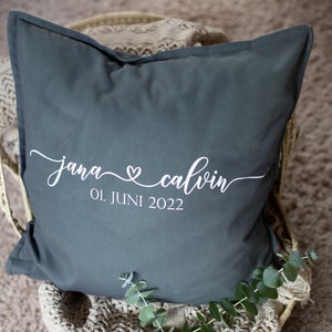 Pillow cover personalized with name + date / wedding gift decoration wedding