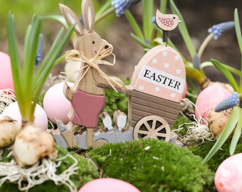 Spring decoration rabbit boy with egg / Easter decoration