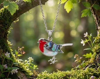 Paua shell robin pendant