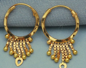 Gold Hoop 20k earrings Bali Earrings ,Gold Huggies, solid Handmade Yellow gold earrings for women, Christmas gift, daughter gift, Small tiny