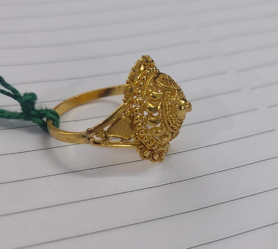 22k pure solid gold handmade ring genuine 916 gold purity with government  hallmarks Indian jewelry