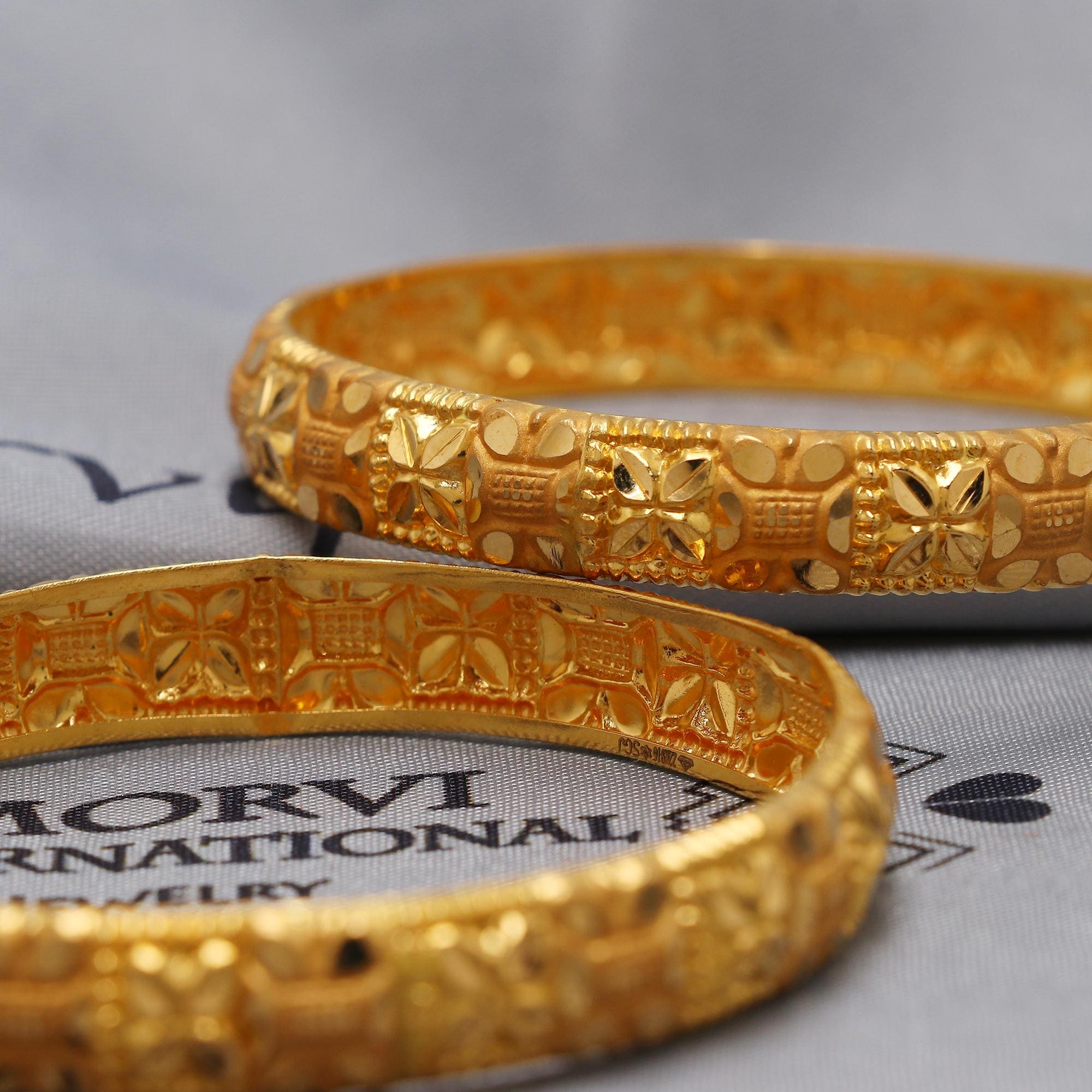 Pure 22k Gold Bangles Indian Handmade Lightweight Delicate Vintage