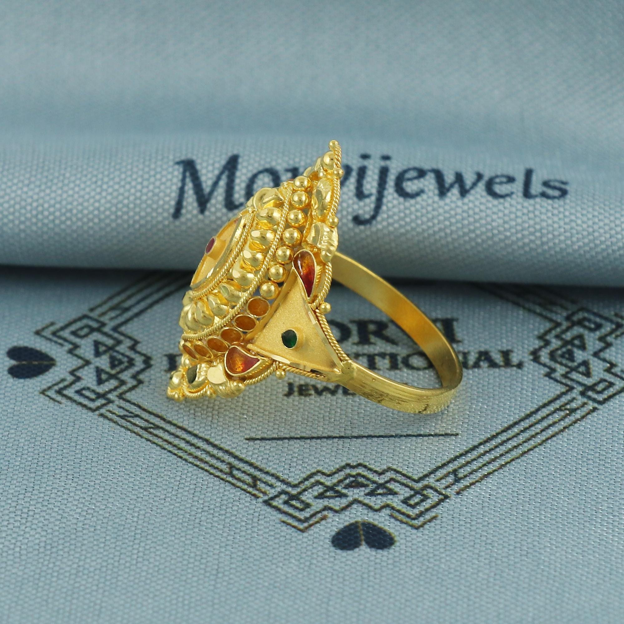 Irl Gold Rings Handcrafted Real 22k Solid Gold Ring, Indian Gold Ring, Daily Wear ...