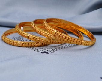 Solid Real 22k Gold Bangles Indian Handmade, Traditional Vintage ethnic Jewelry, Bangle Bracelet pair Wedding Jewelry, K5823