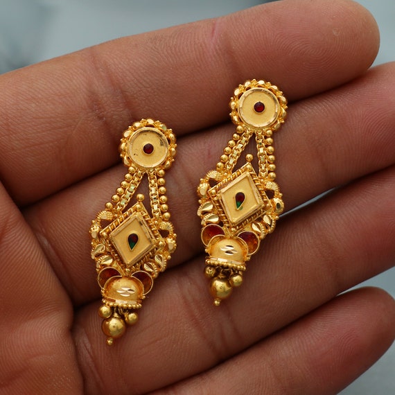 Earrings VFJ Look Like a Real Gold Stud Earring Screw Back alloy 1 Gram Gold  Plated