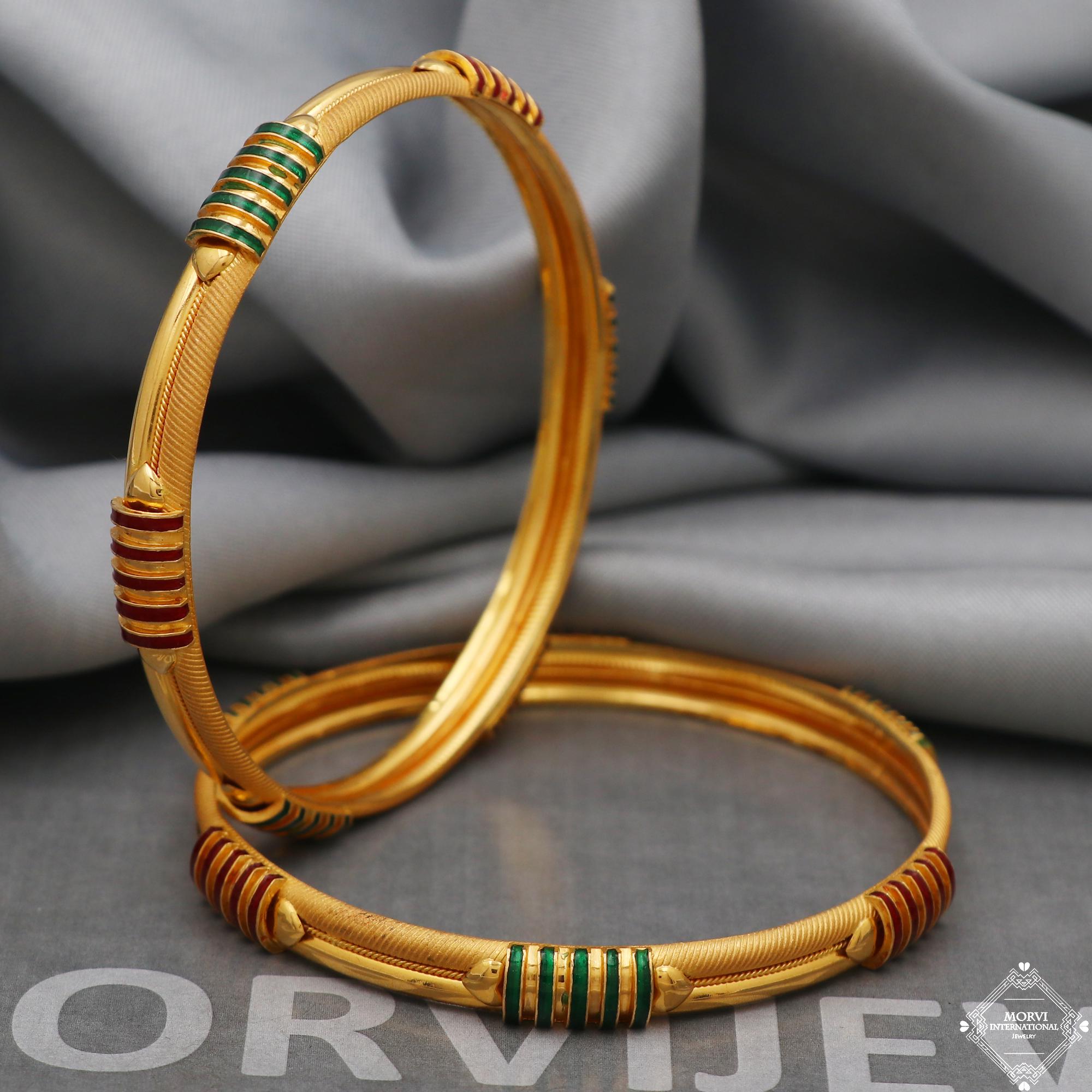 22kt Gold Bangles Indian Handmade Round Bracelet Kadas