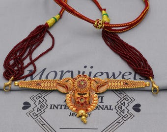 Pure 22k yellow gold choker necklace, Handmade Indian Gold Necklace Jewelry for Women, K6282