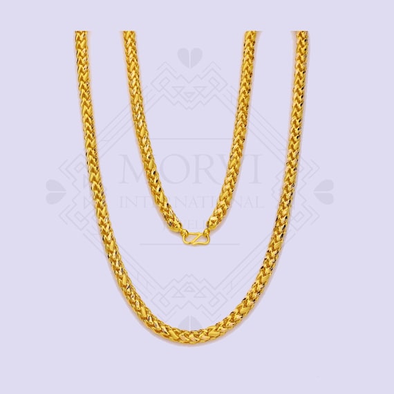 Pure Handmade 22k Yellow Gold Chain Necklace Jewelry, 18 Inches