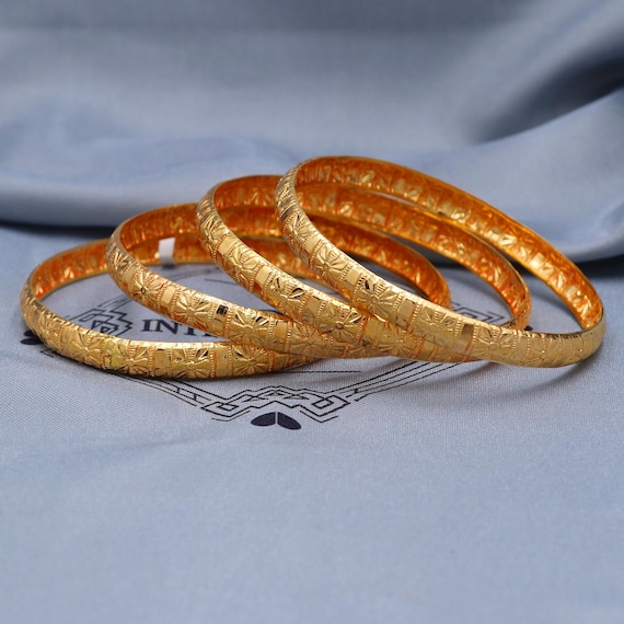 22k Gold Bangles Indian Handmade Lightweight Wax Filled