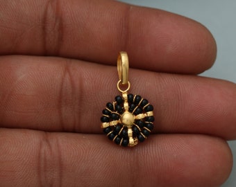 black beads 22kt gold pendant locket, handmade indian style women gold pendant for daily wear