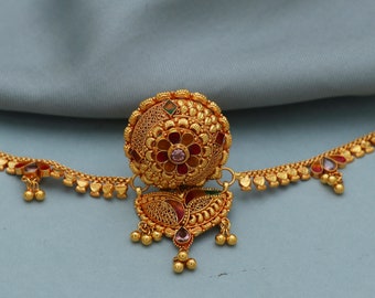 22k Gold Head Jewelry matha Patti Indian style wedding traditional borla jewelry