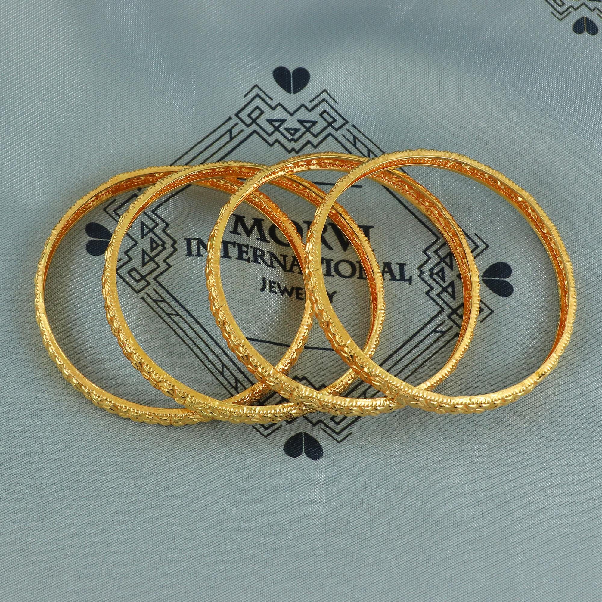 Pure 22k Gold Bangles Indian Handmade Lightweight Delicate Vintage