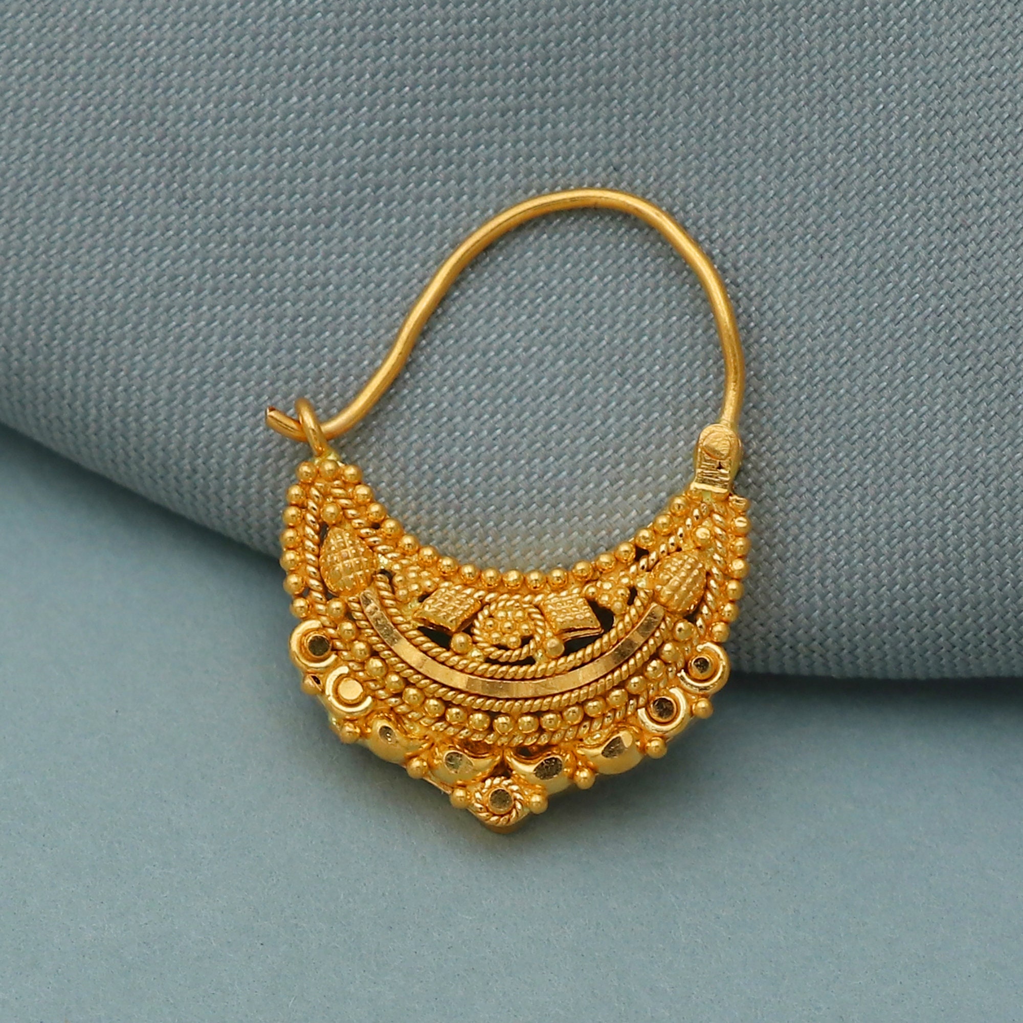 Bridal Nose Ring Designs In Gold / Round Nath freeshipping - Vijay & Sons