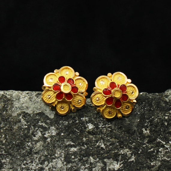 24K Pure Gold Stud Earrings: Rose Design – Prima Gold Official