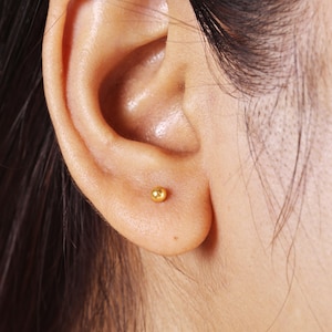 18k Gold Ball Studs – Statement Earrings, Minimalist stud earrings, 1cm Length, Indian Earrings for Everyday Wear, MJ0082/83