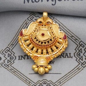 Indian Pendant Handmade 22k Yellow Gold Chain Necklace Jewelry, Pure gold necklace indian gold necklace, gift for wife, K5526
