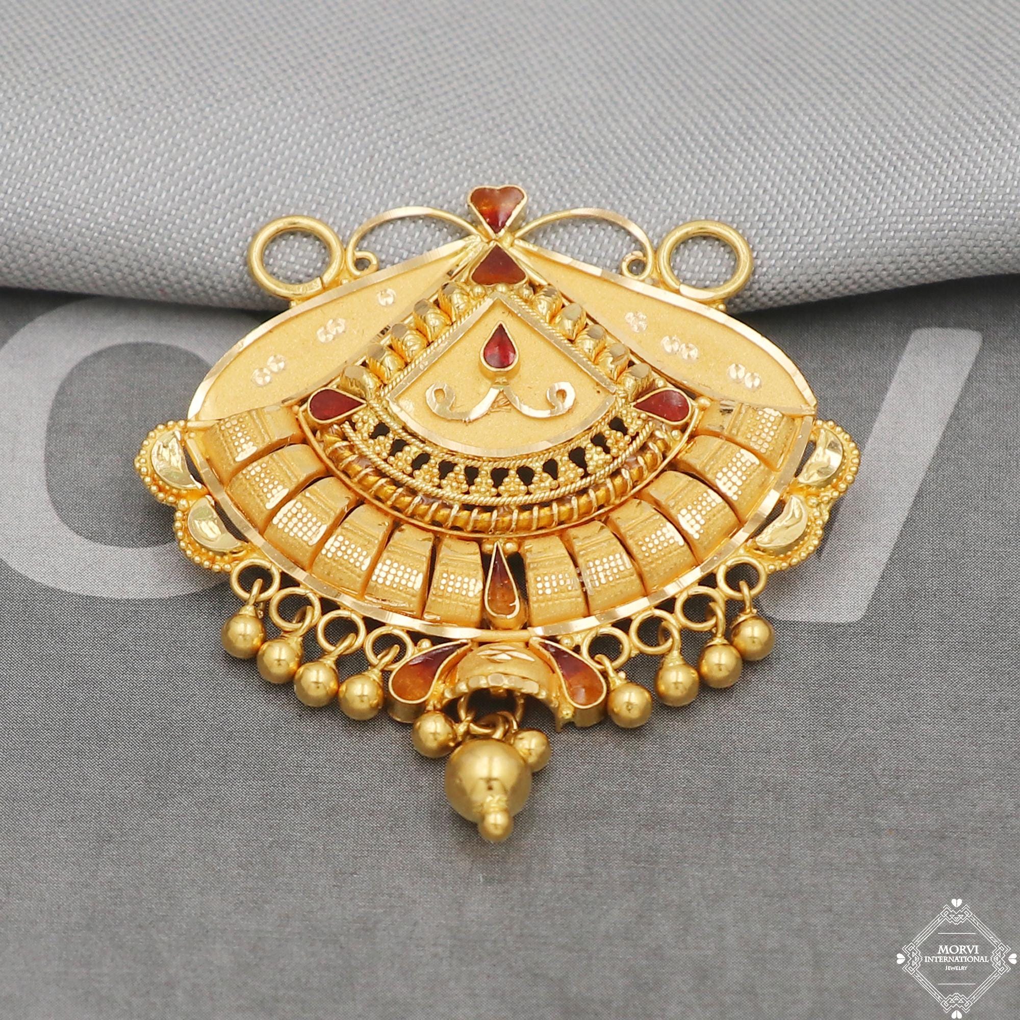 22k Yellow Gold Pendant Necklace Handmade Indian Mangalsutra Handmade Vintage Antique Design Jewelry K5082 Etsy Canada