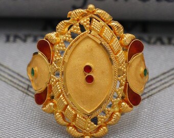 22k Gold Gold Ring, Vintage Designer Solid Gold 22k Ring, Rajasthani Indian Jewelry, Beautiful Women Gold Handmade Ring Jewelry, K6126