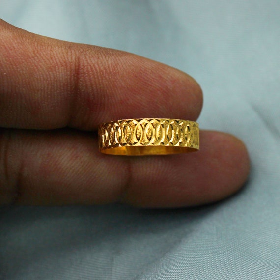 Solid Perforated Gold Band Ring