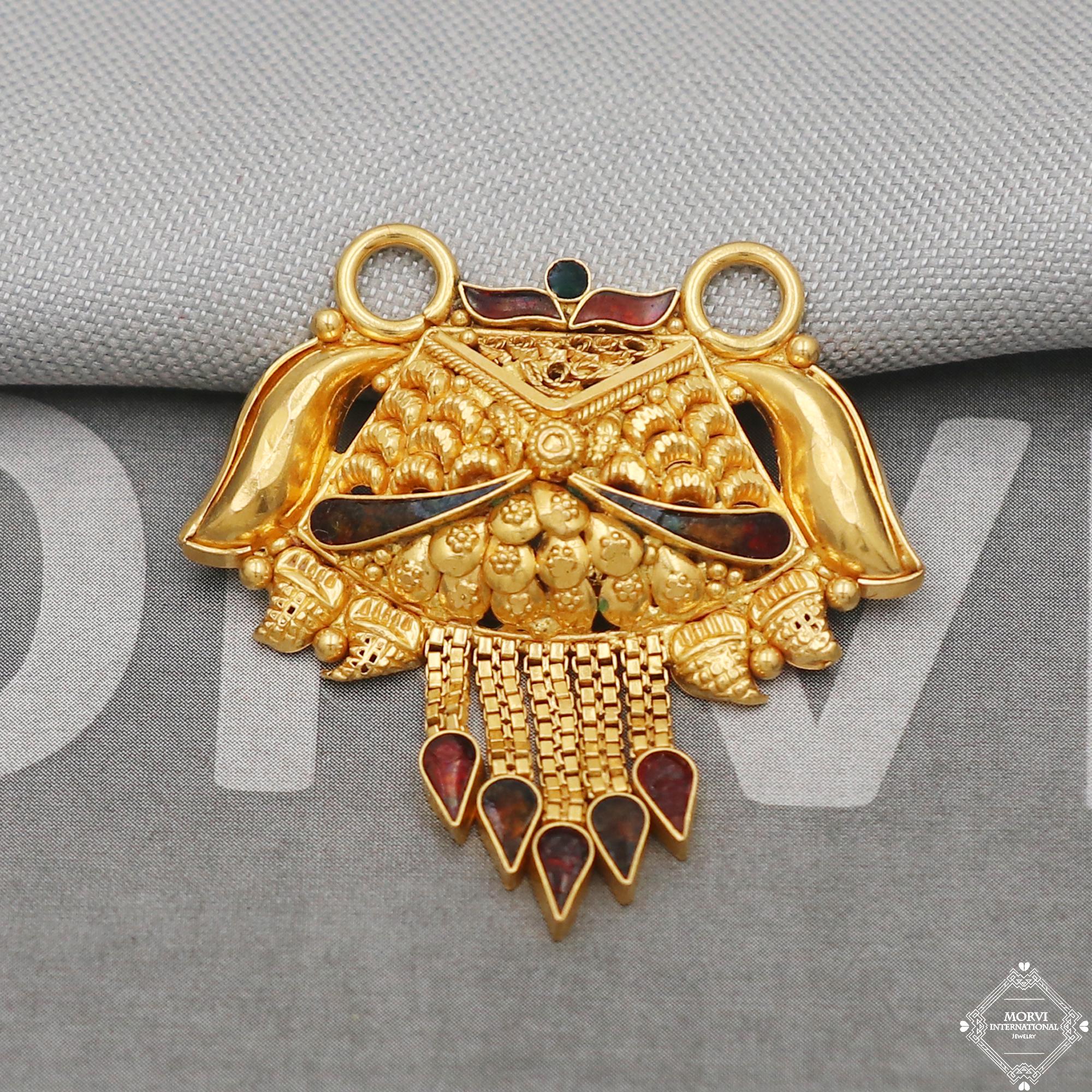 Handcrafted 22k Gold Pendant Necklace Handmade Indian Mangalsutra