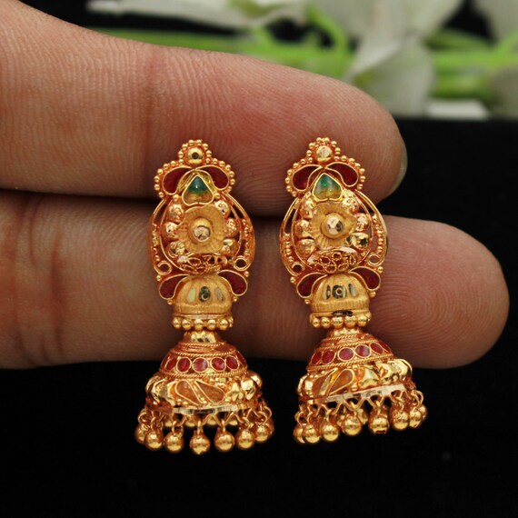 Tarinika Antique Gold Plated Khushi Jhumka Earrings with Geometric Design -  Indian Earrings for Women Perfect for Ethnic occasions | Traditional  Earrings For Women | 1 Year Warranty* : Amazon.in: Fashion