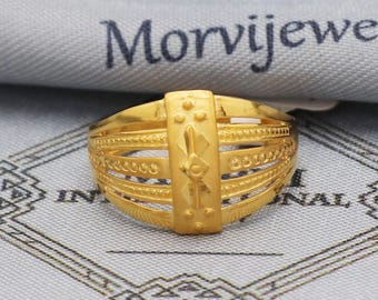 22k Gold Ring, Indian Handmade Jewelry, Women's Real Ring, OOS2468
