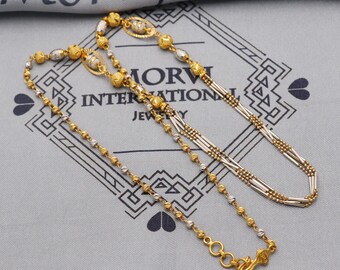 22k Gold Kette Perlen Halskette Schmuck, Designer Perlen 22kt Kette, indische Goldkette, Party Wear Kette, Goldperlen Indian Mala, K6247