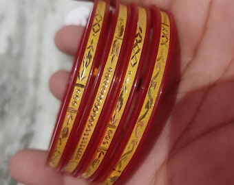 Pure 22k Gold Bangles Bracelet Indian Handmade vintage design , Traditional Rajasthan India , Bangle Bracelet pair Wedding Jewelry
