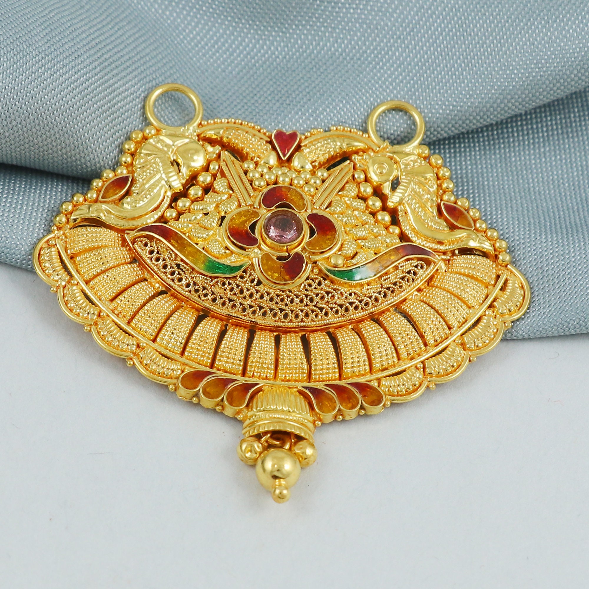 Two Birds Designer Amulet 22k Yellow Gold Pendant, K4570 - Etsy