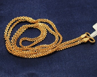 Collar de cadena de oro amarillo macizo puro de 22k para hombre y mujer, regalo de aniversario o boda, 22 pulgadas, joyería india hecha a mano en oro.