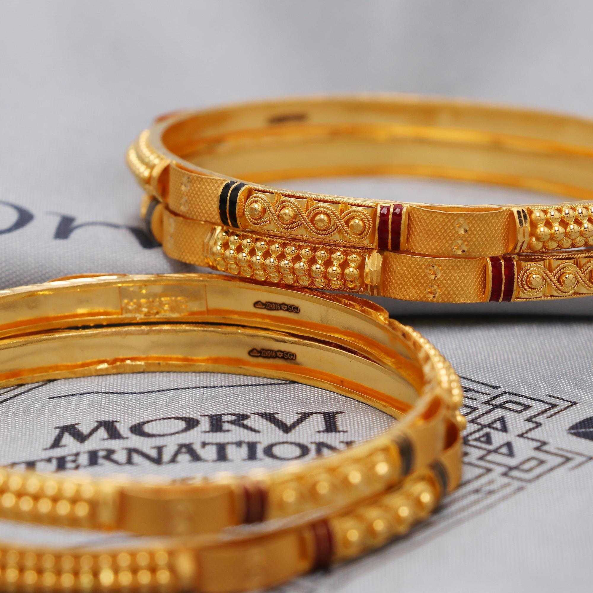 Pure 22k Gold Bangles Indian Handmade Asian Vintage Design