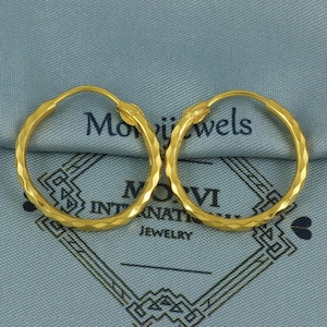18k Yellow Gold Hoop Bali Earrings, Handmade big Yellow gold earrings for women, Valentine Day gift, Indian gold earrings