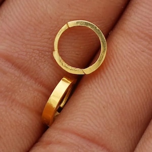 20k Yellow Gold Hoop earrings Bali Earrings, Huggies , Handmade gold cartilage earrings for women, Christmas gift, Indian gold earrings