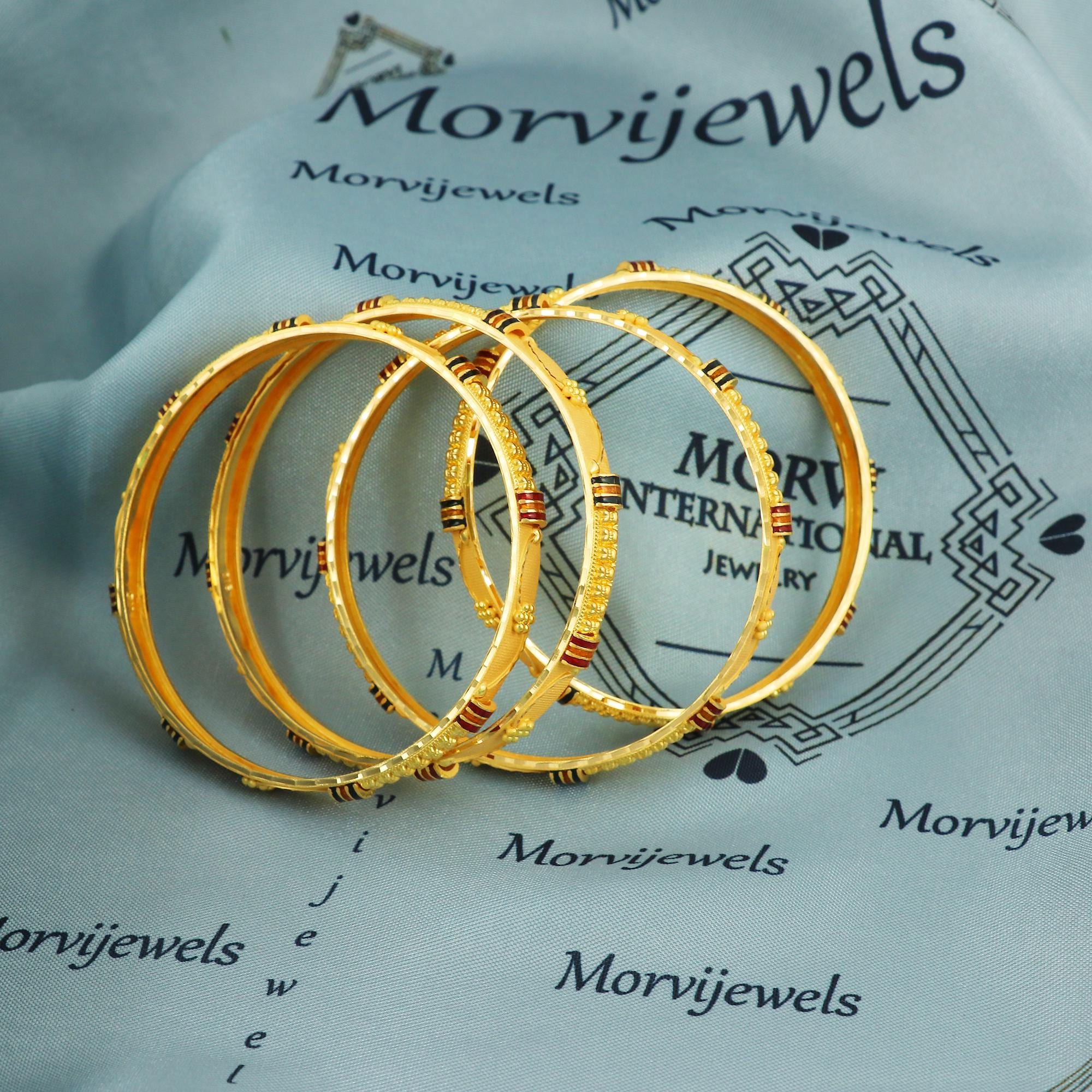 Pure 22k Gold Bangle Bracelet, Indian Gold Bangle Jewelry, Wedding