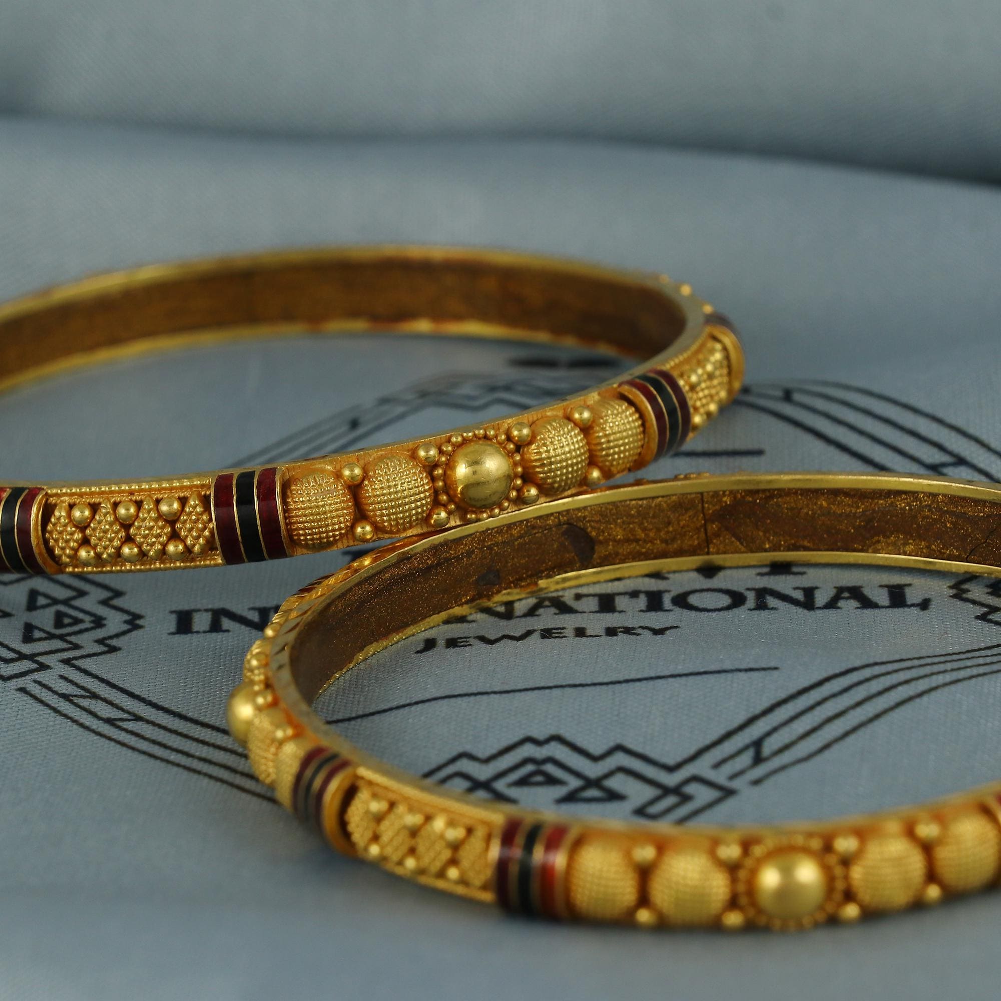 22K Solid Gold Bangle Bracelet Chunky, Minimalist 90s Style, Pure