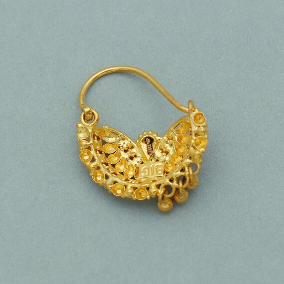 22k Yellow Gold Hoop Nose Ring Nath Handmade big Yellow gold earrings for women Vintage antique Design indian gold earrings