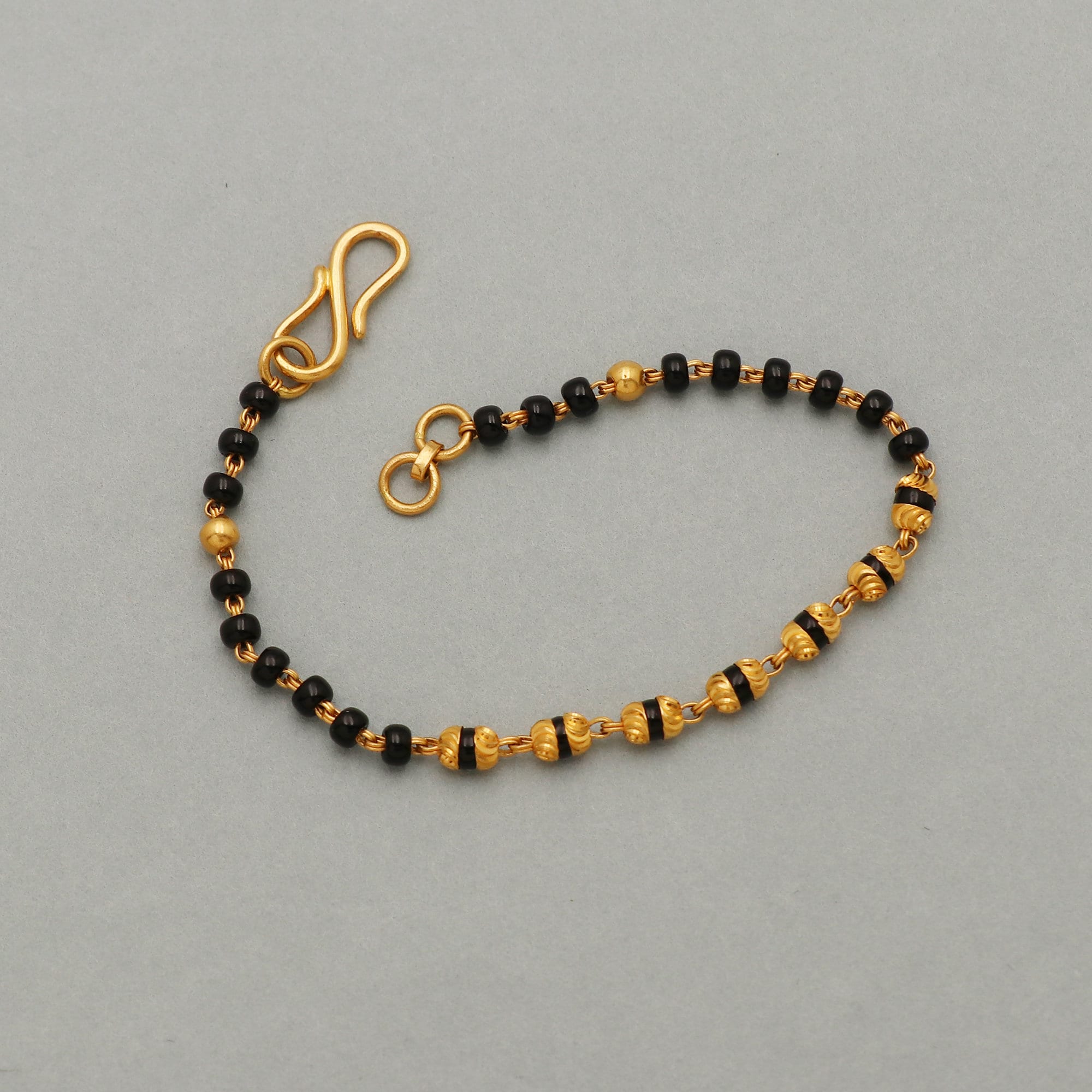 Small Gold Beads Black Beads Bracelet in 22k Gold, Bracelet for Women, Baby  Bracelet, All Size Available for Gift 