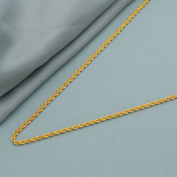 Pure Handmade 22k Yellow Gold Chain Necklace Jewelry 22k Gold Men