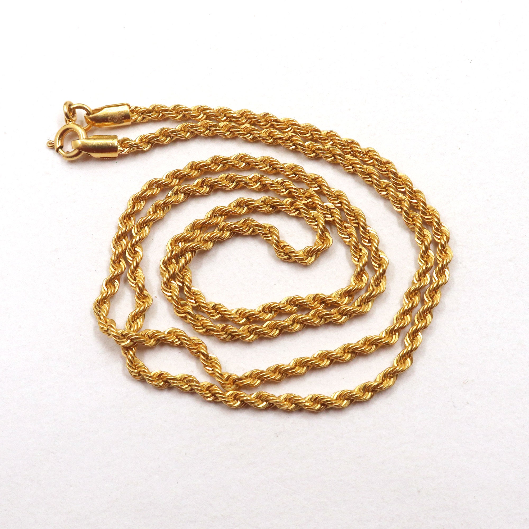 18金無垢ロープチェーンネックレス - 2mm、18インチ - Etsy 日本