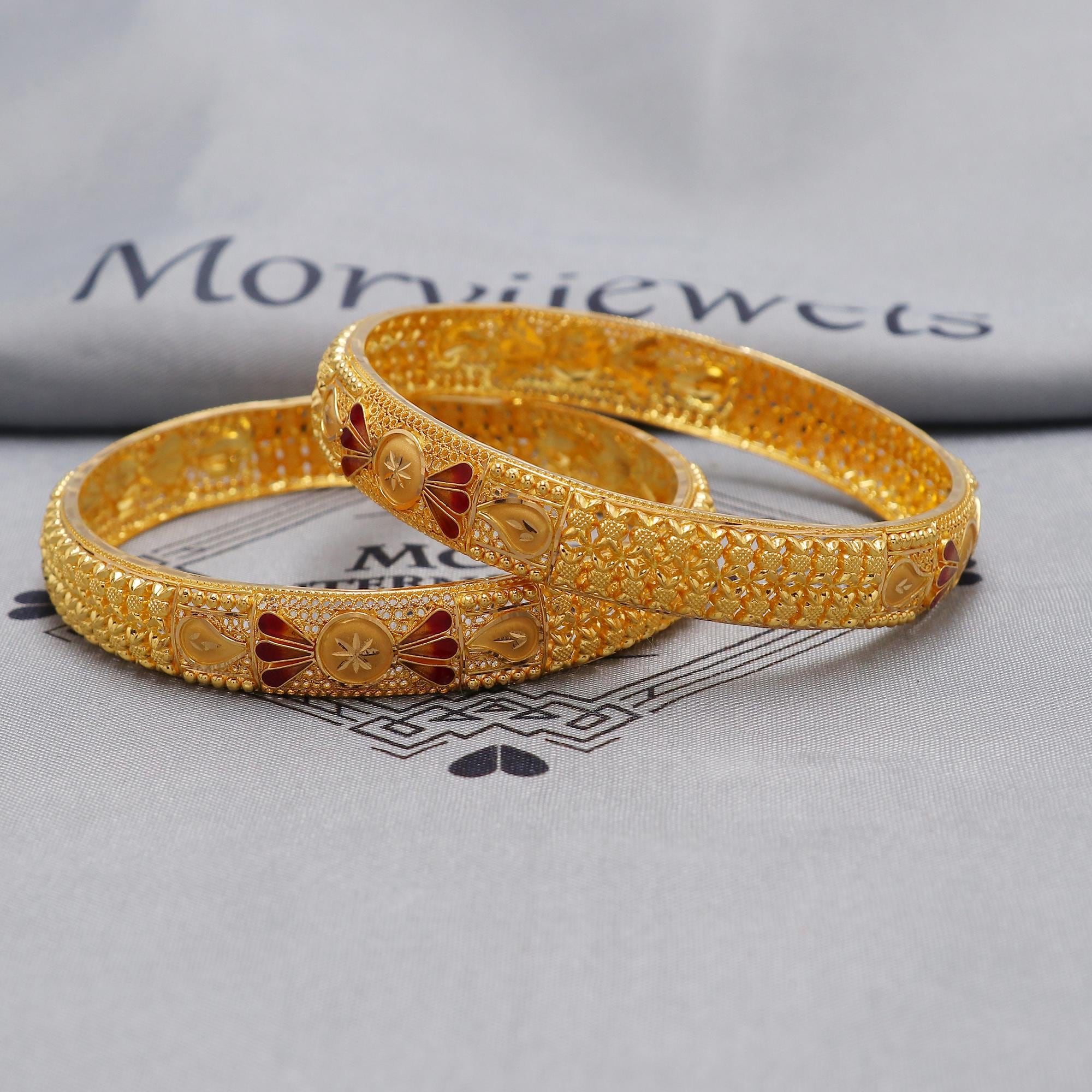 Pure 22k Gold Bangles Indian Handmade Asian Vintage Design
