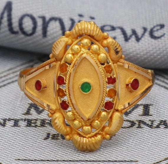 22k Gold Ring Jewelry, 22kt Handmade Indian Vintage and Antique