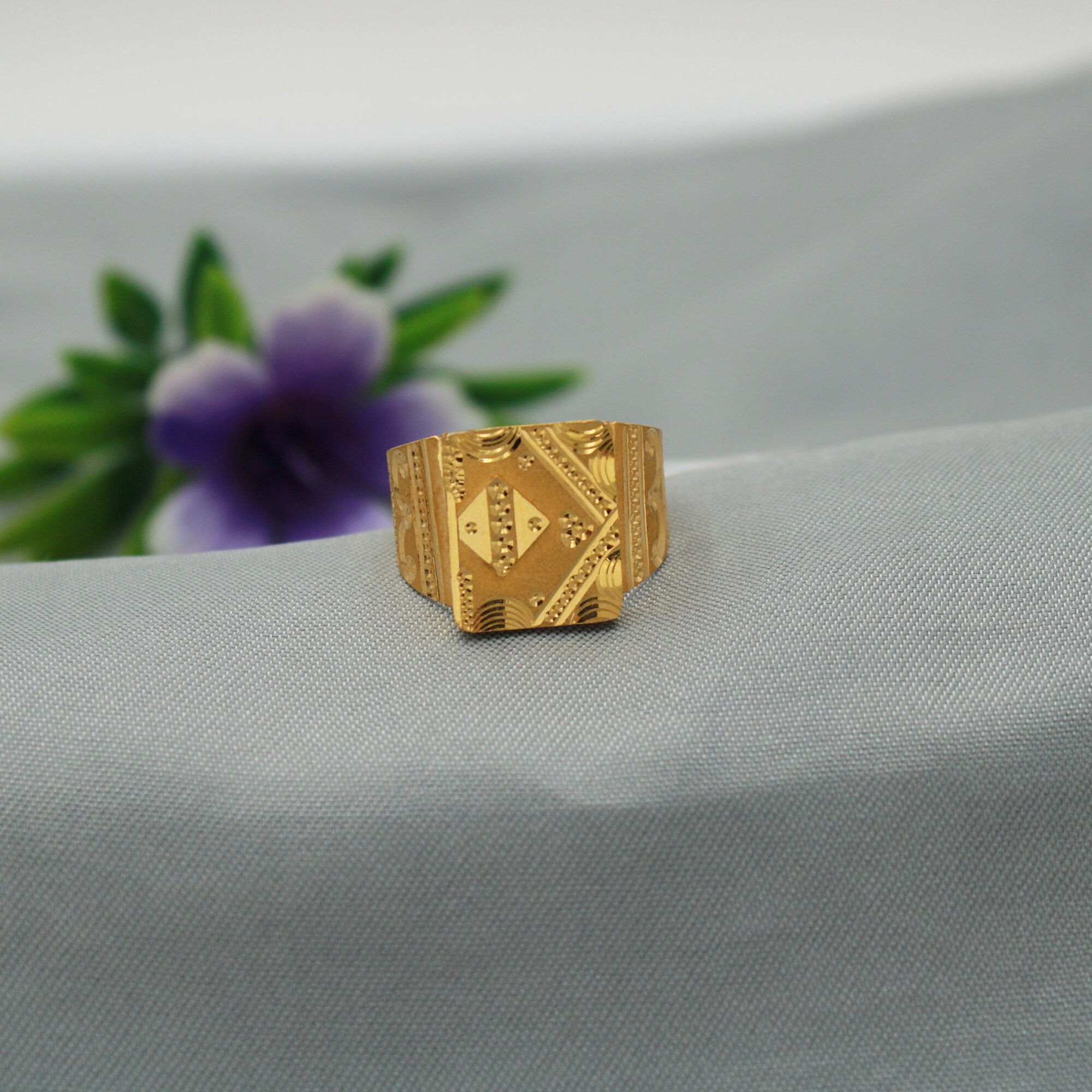 Om Murugan Cz Gold Ring | Raj Jewels